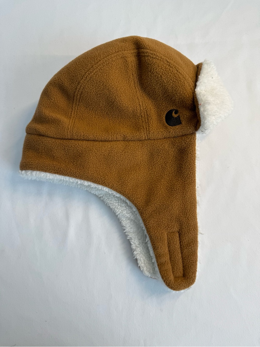 Carhartt Kids' Brown Fleece Trapper Hat with Sherpa Lining